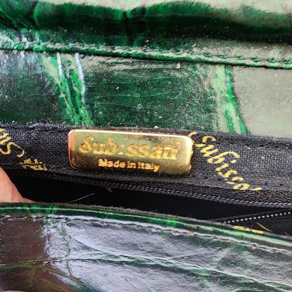 Subissati Green Leather Crossbody Croc Embossed Made in Italy READ DESCRIPTION - Picture 16 of 16